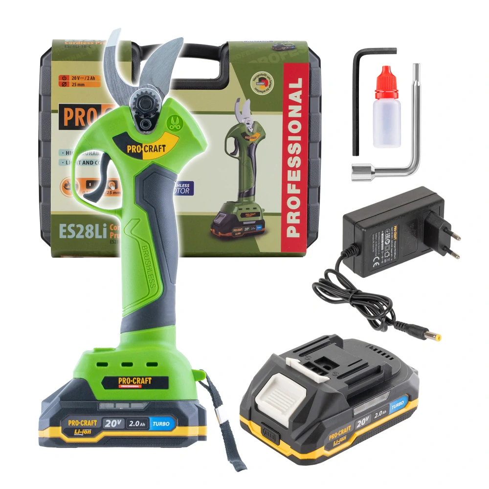 Aku nůžky na větve Procraft ES28Li (1x aku 2Ah) střih do 25mm - půjčovna