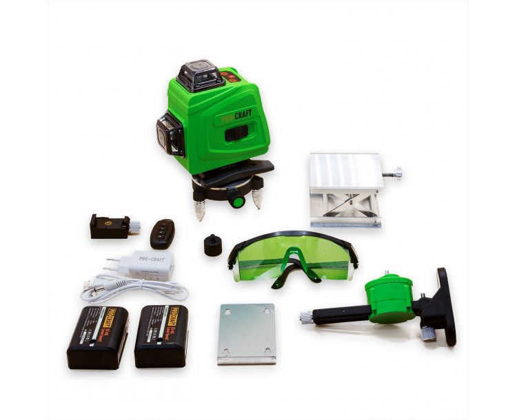Laser zelený liniový, křížový samonivelační Procraft LE-4G